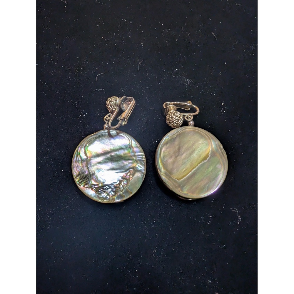 Earrings Multicolor Abalone Shell Round Dangle Drop Clip On Womens Boho Jewelry